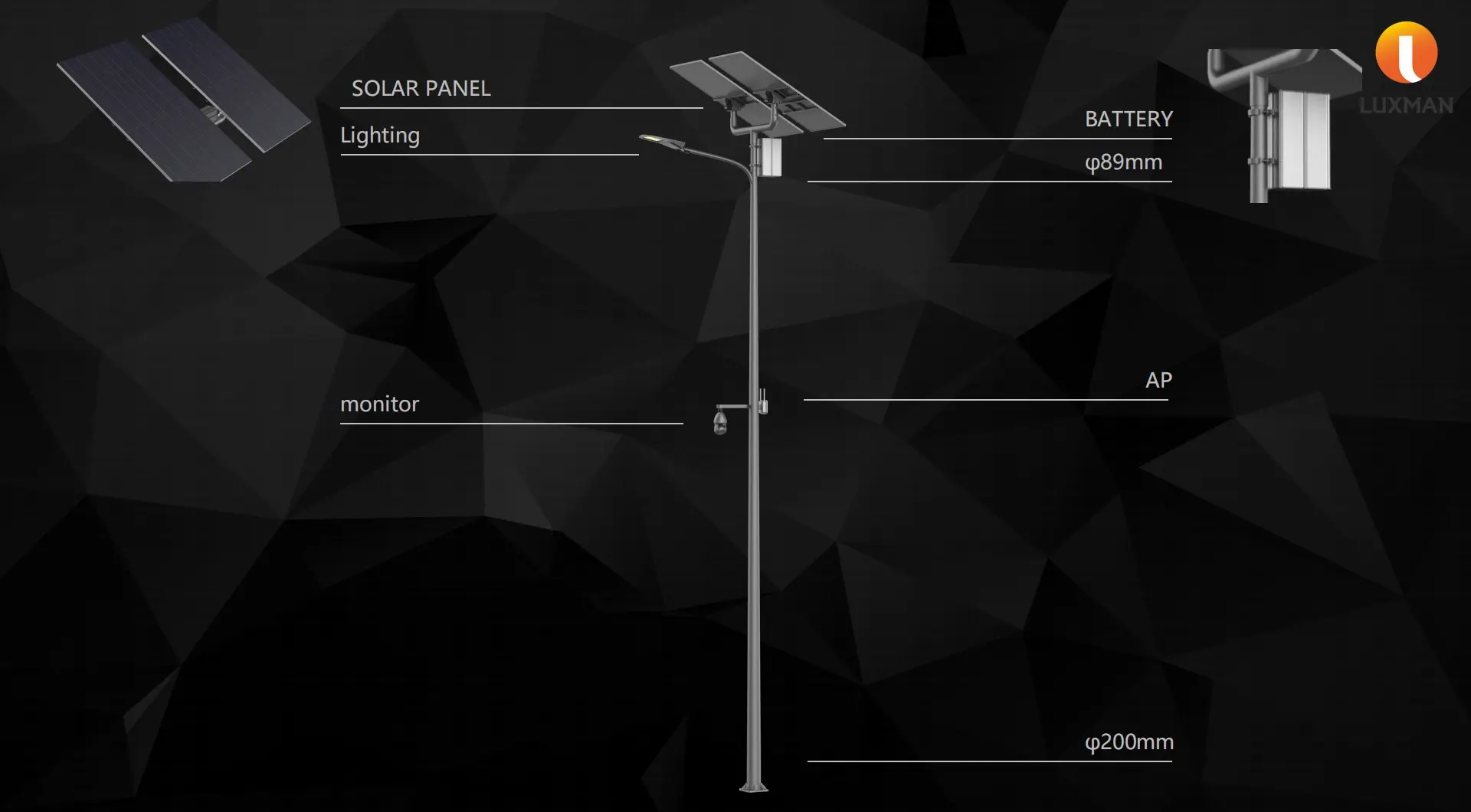 poteau de lampadaire solaire