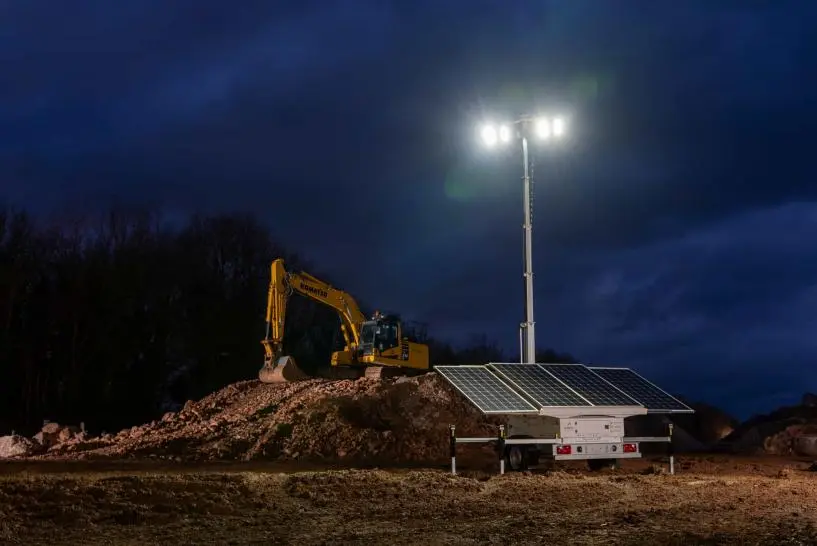 Tour de lumière solaire mobile portative de chantiers de construction