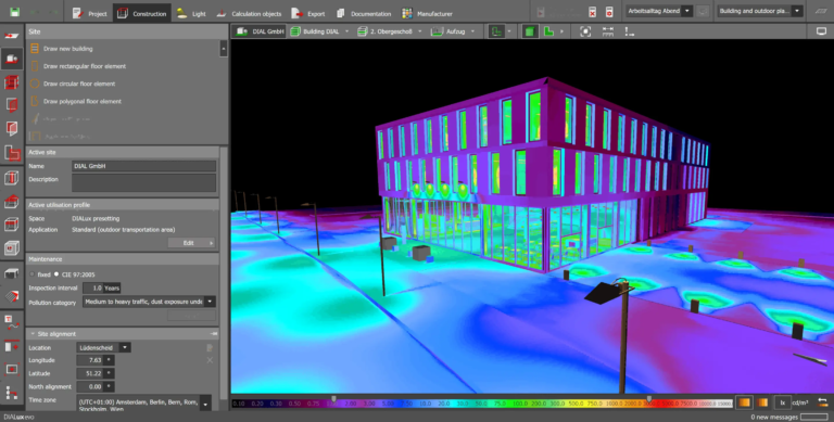 Calcul d'éclairage du lampadaire solaire dialux