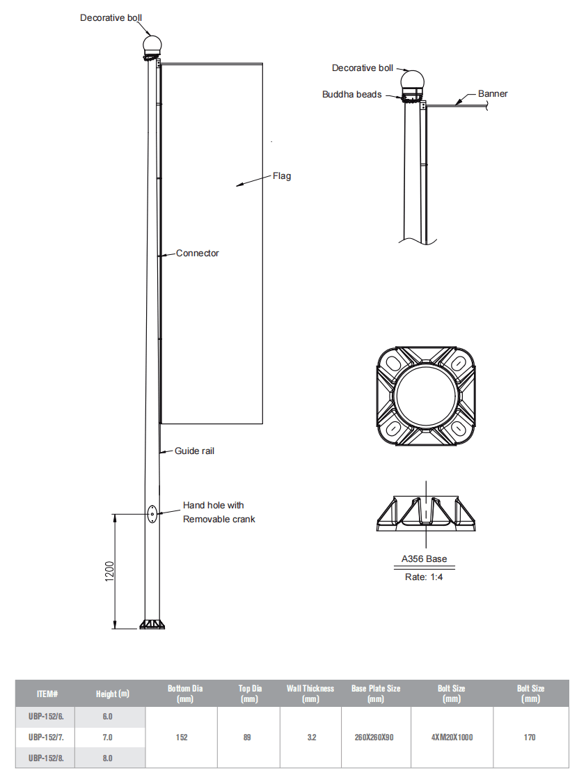 aluminum flag pole detail